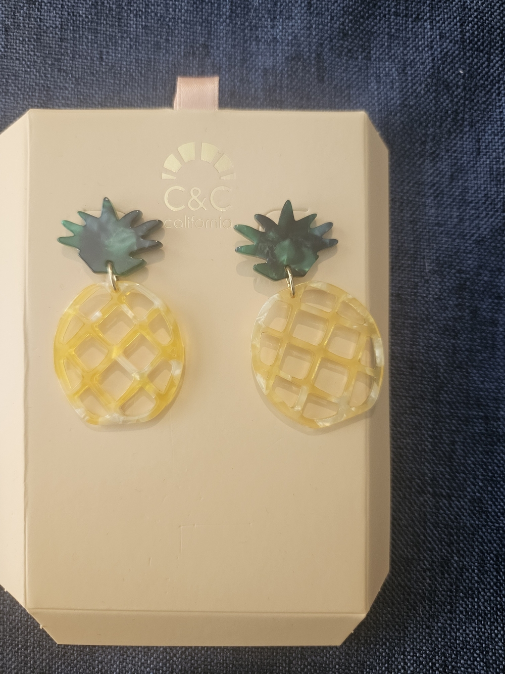 C&C California Yellow and Green Pineapple Drop Earrings